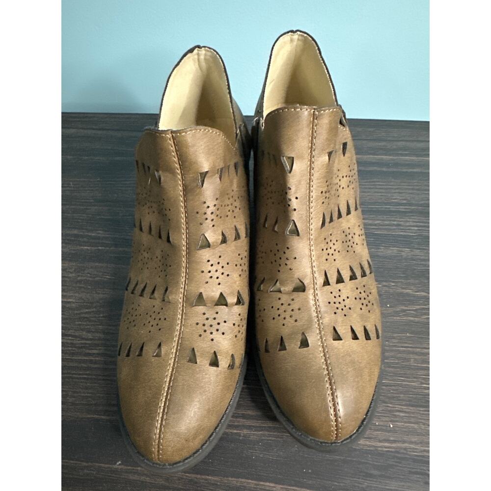 Jambu Women's Brown laser cut cowboy booties comfort size 8